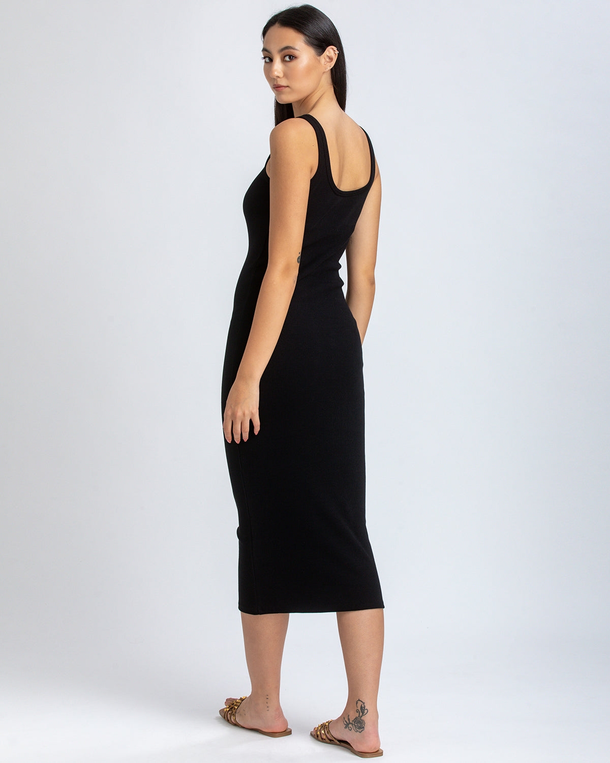 Pietro Brunelli Milano Women's Sleeveless Square Neck Super Stretch Belle Dress In Black