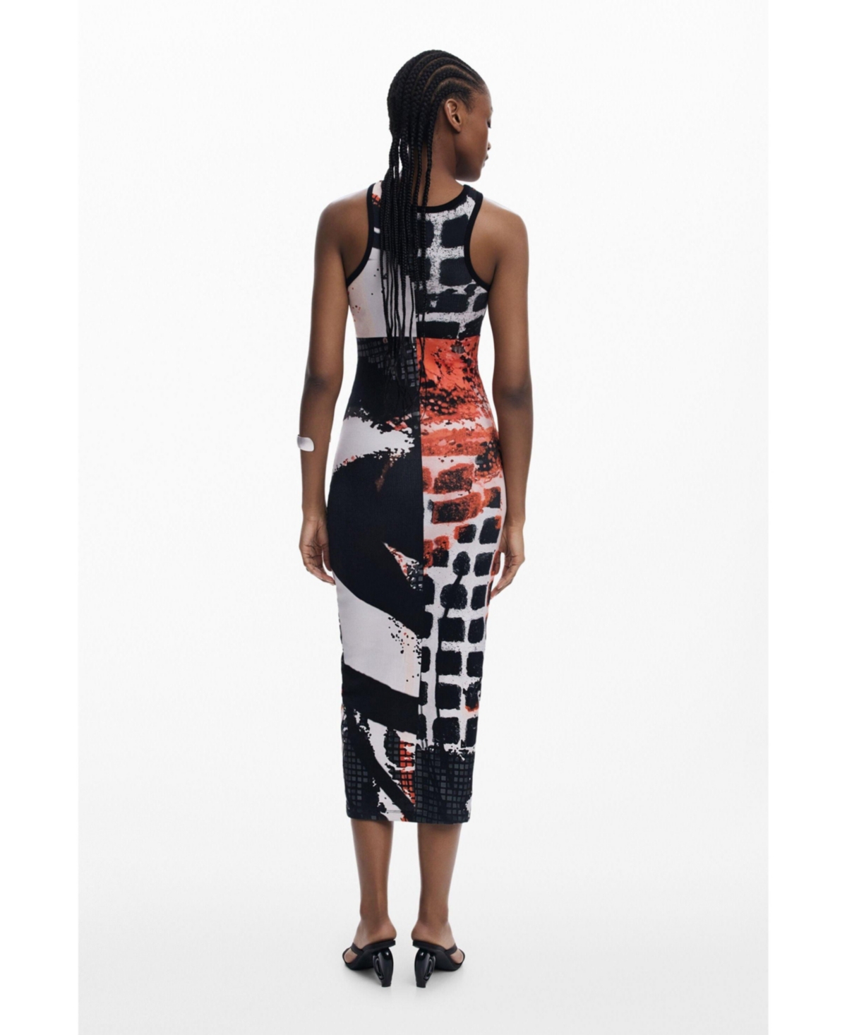 Desigual Women's Fitted Midi Dress Face In Black