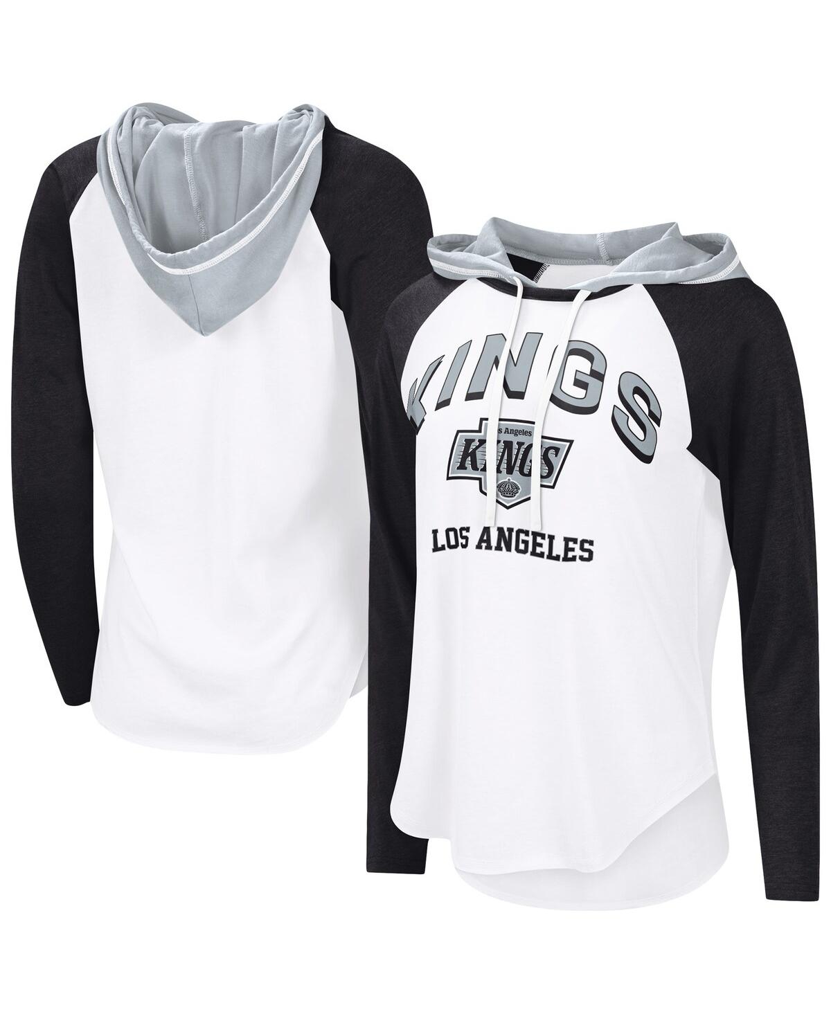 Women's White/Black Los Angeles Kings Vip Raglan Long Sleeve Hoodie T-Shirt - White, Black