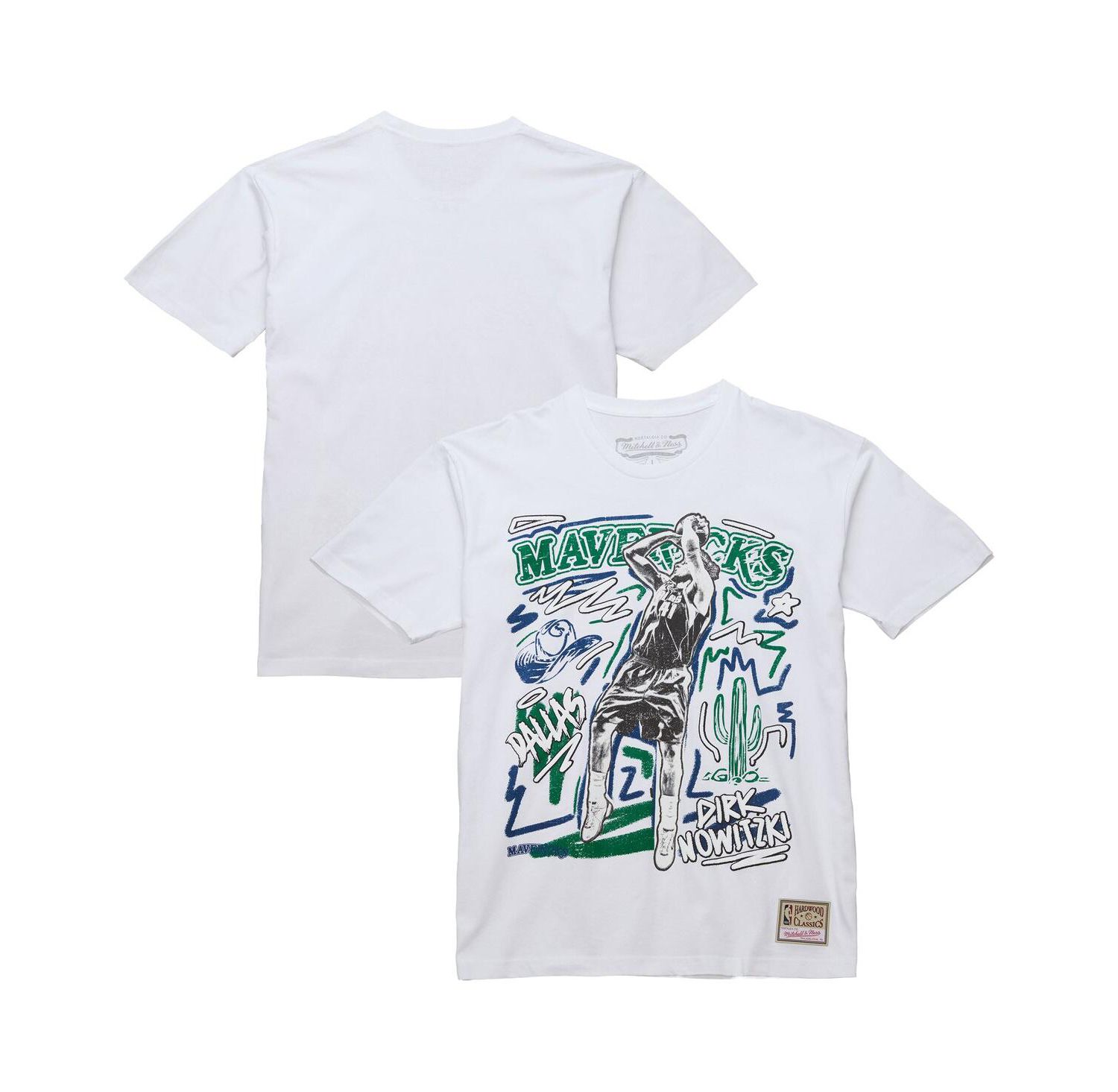 Men's Dirk Nowitzki White Dallas Mavericks Hardwood Classics Chalked Up T-Shirt