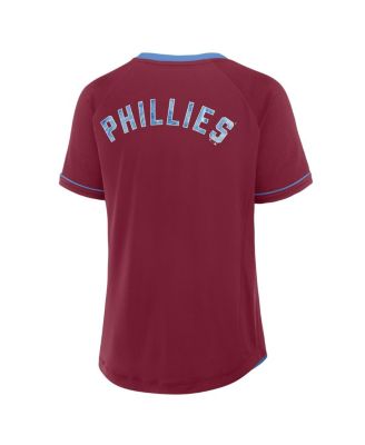 Women's Burgundy Philadelphia Phillies Cooperstown Collection League Diva V-Neck T-Shirt