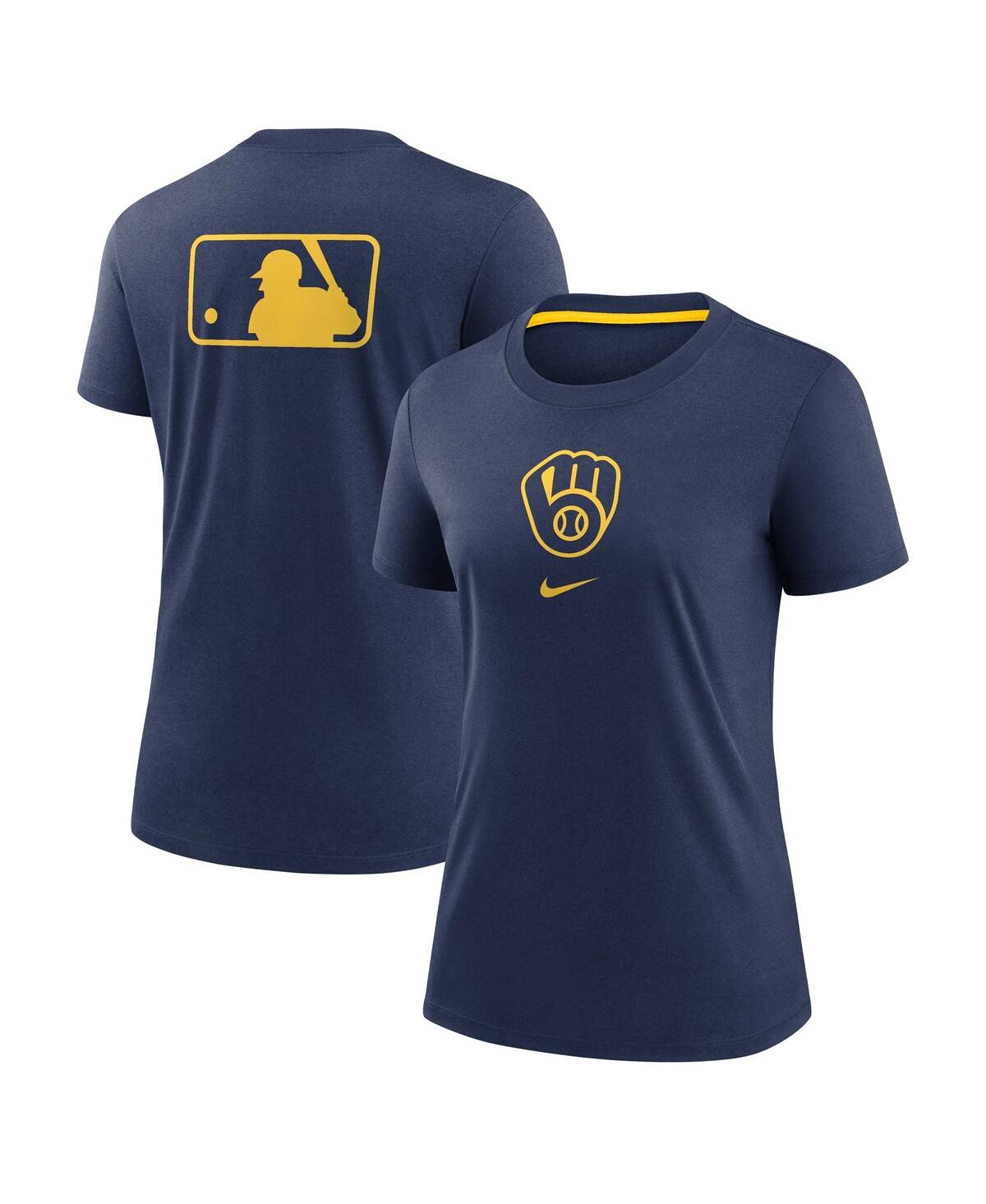 Nike Women's Navy Milwaukee Brewers Authentic Collection Early Work Tri-blend T-shirt In Navy