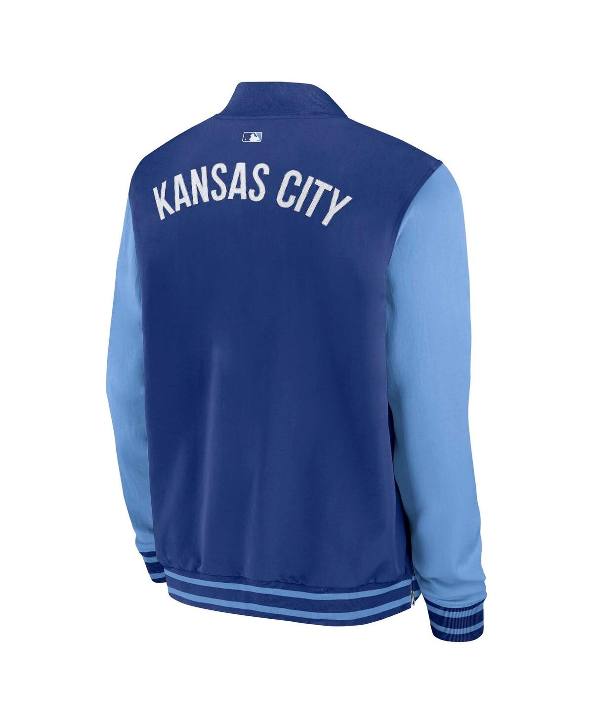 Nike Men's Royal/light Blue Kansas City Royals Authentic Collection Dugout Full-zip Bomber Jacket In Blue
