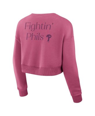 Women's Pink Philadelphia Phillies Relax Studio Cropped Pullover Sweatshirt