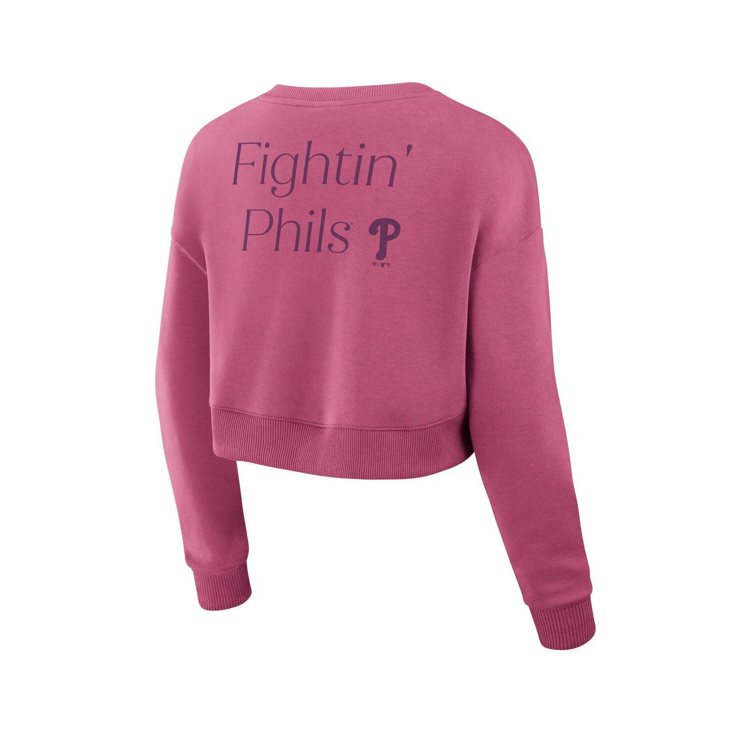 Women's Pink Philadelphia Phillies Relax Studio Cropped Pullover Sweatshirt