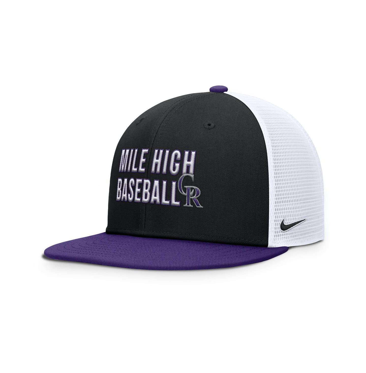 Мужская кепка Nike Black/Purple Colorado Rockies Pro Trucker Snapback Hat — фото 2