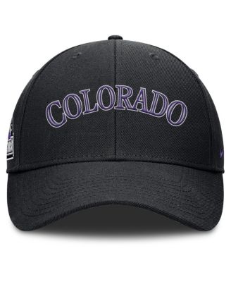 Men's Black Colorado Rockies Rise Gaberdine Adjustable Hat