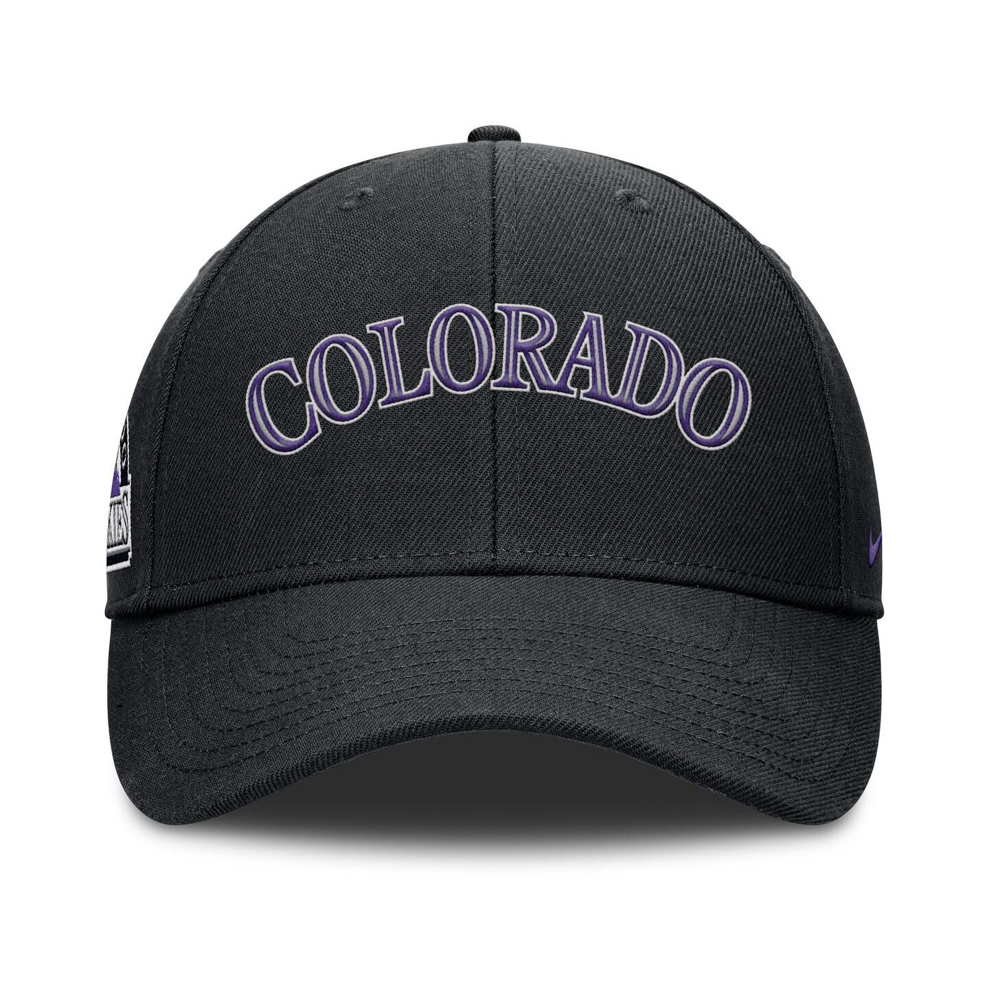 Мужская кепка Nike Black Colorado Rockies Rise Gaberdine Adjustable Hat — фото 3