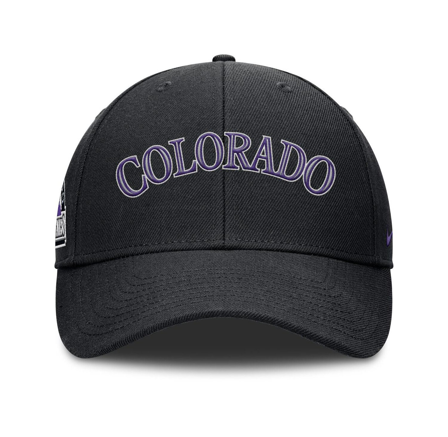 Men's Black Colorado Rockies Rise Gaberdine Adjustable Hat
