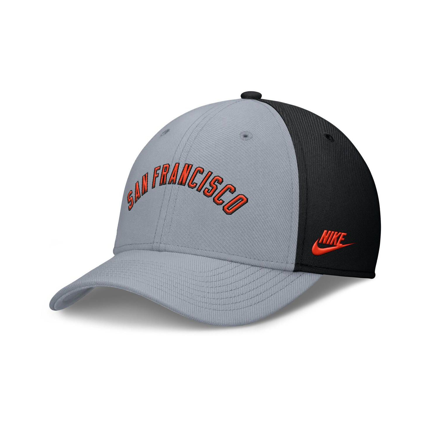 Мужская кепка Nike Gray/Black San Francisco Giants Rise Swoosh Performance Flex Hat — фото 1