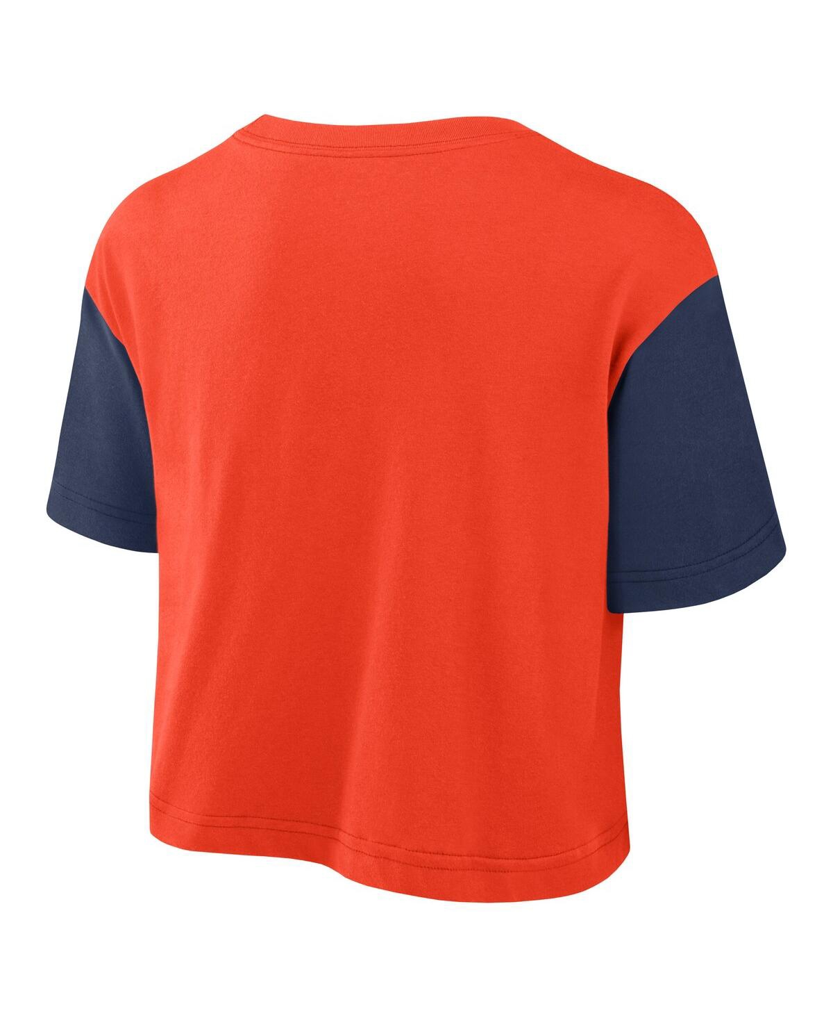 Nike Women's Orange/navy Houston Astros Script Cropped Performance T-shirt In Orange,navy