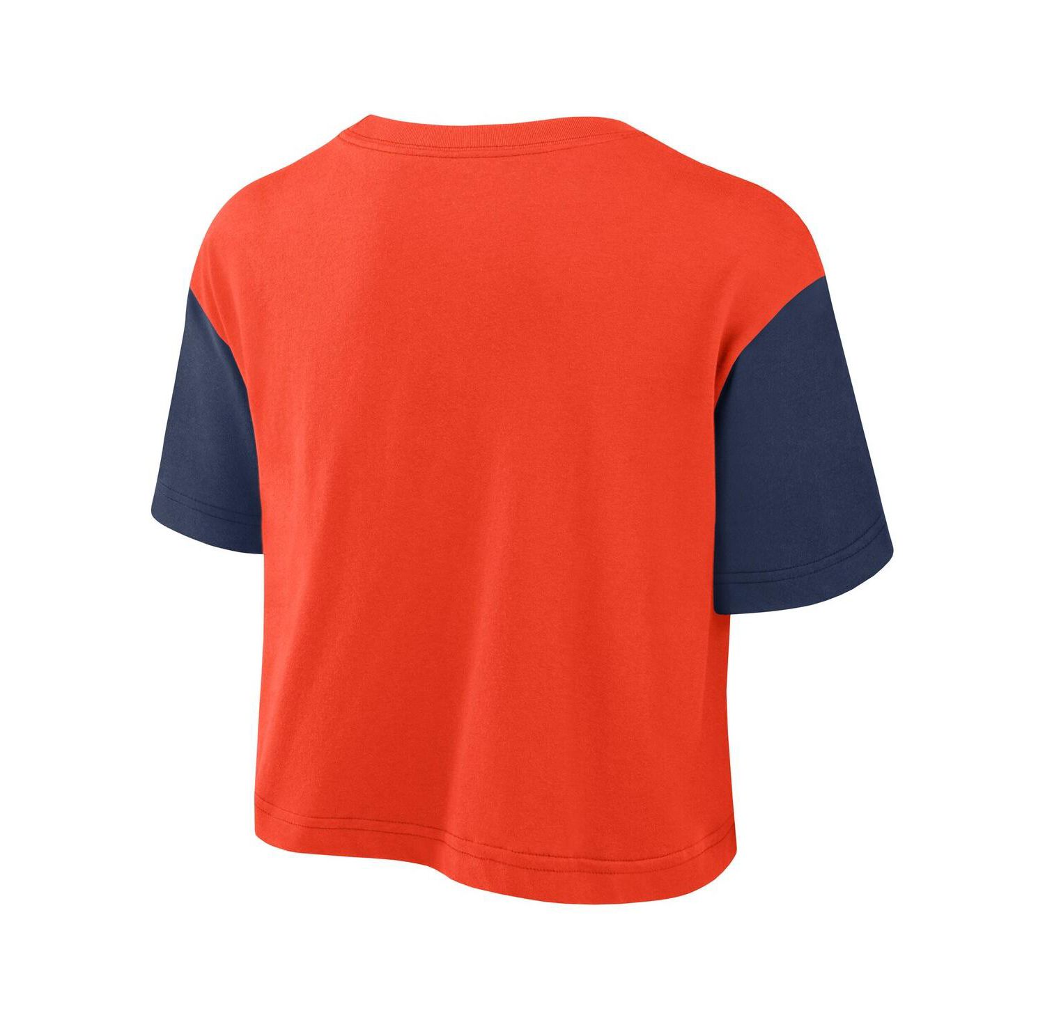 Women's Orange/Navy Houston Astros Script Cropped Performance T-Shirt