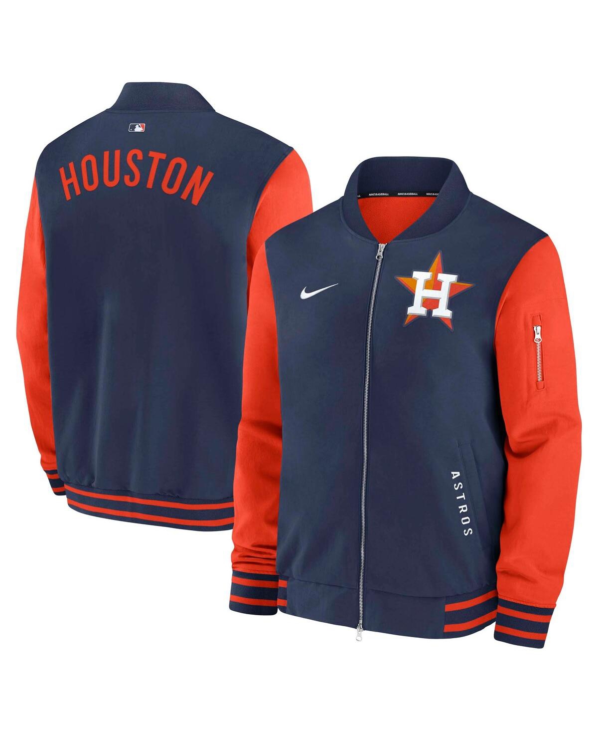 Men's Navy/Orange Houston Astros Authentic Collection Dugout Full-Zip Bomber Jacket - Navy, Orange