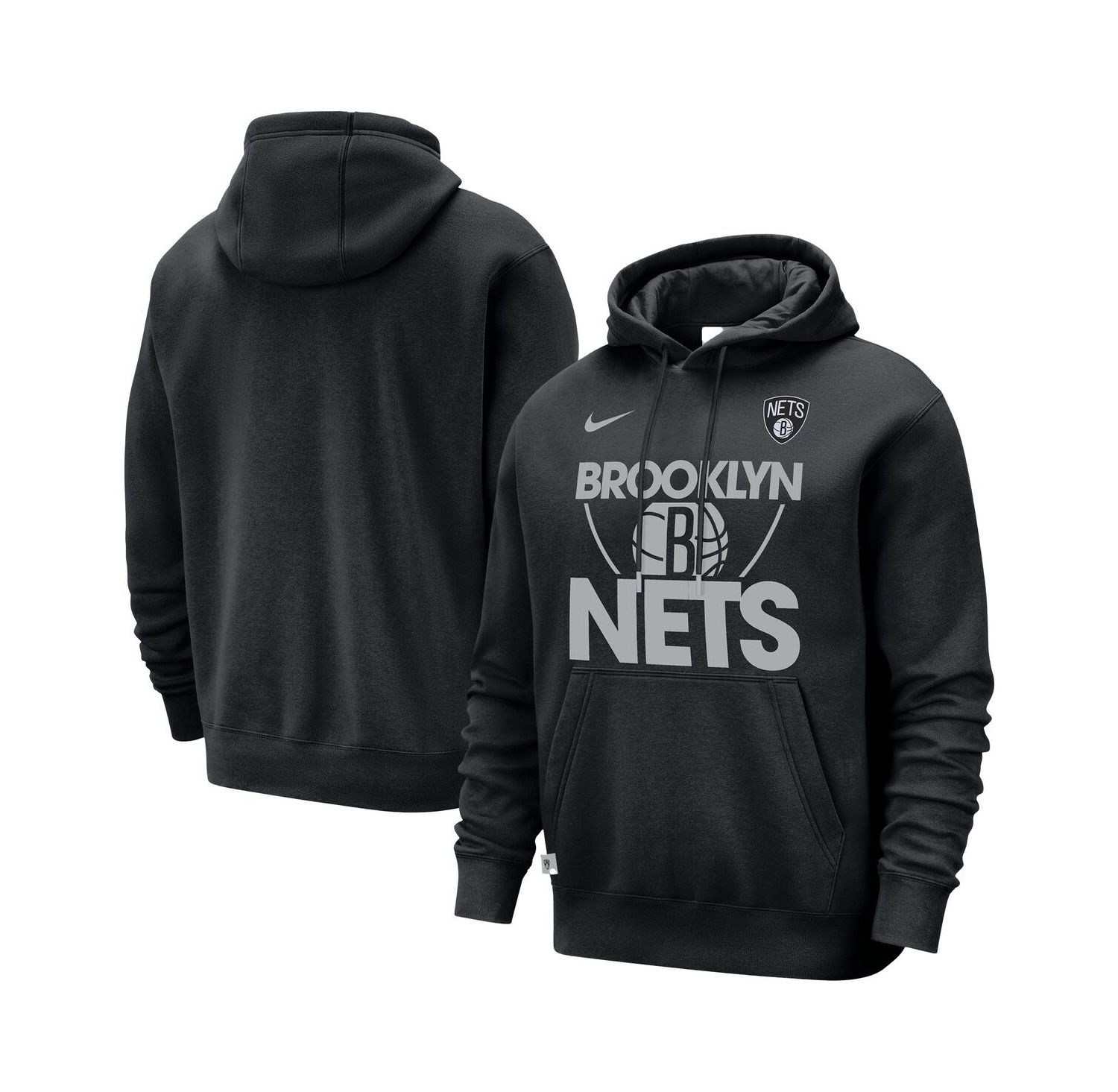 Men's Black Brooklyn Nets Courtside Club Pullover Hoodie