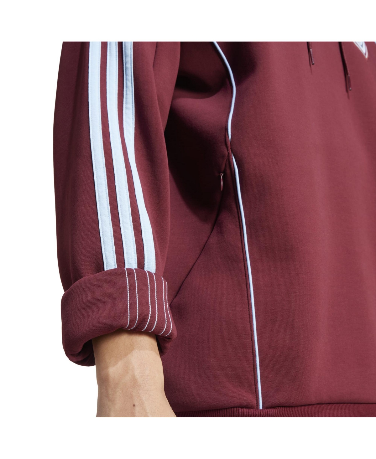 ADIDAS ORIGINALS MEN'S BURGUNDY COLORADO RAPIDS 2025 TRAVEL PULLOVER HOODIE 