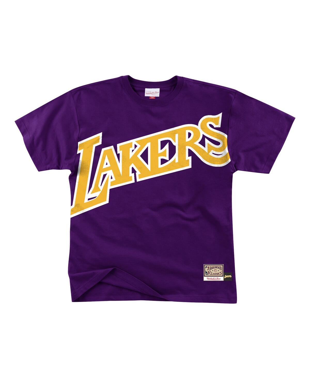 Mitchell & Ness Men's Purple Los Angeles Lakers Hardwood Classics Big Face 2. 0 T-shirt In Purple