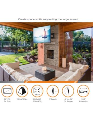 Full Motion Indoor and Outdoor TV Wall Mount For Tvs 32" - 75" Up To 132 lbs