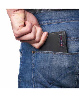 Mens Commuter RFID Bifold Wallet 2 ID Windows Divided Bill Section