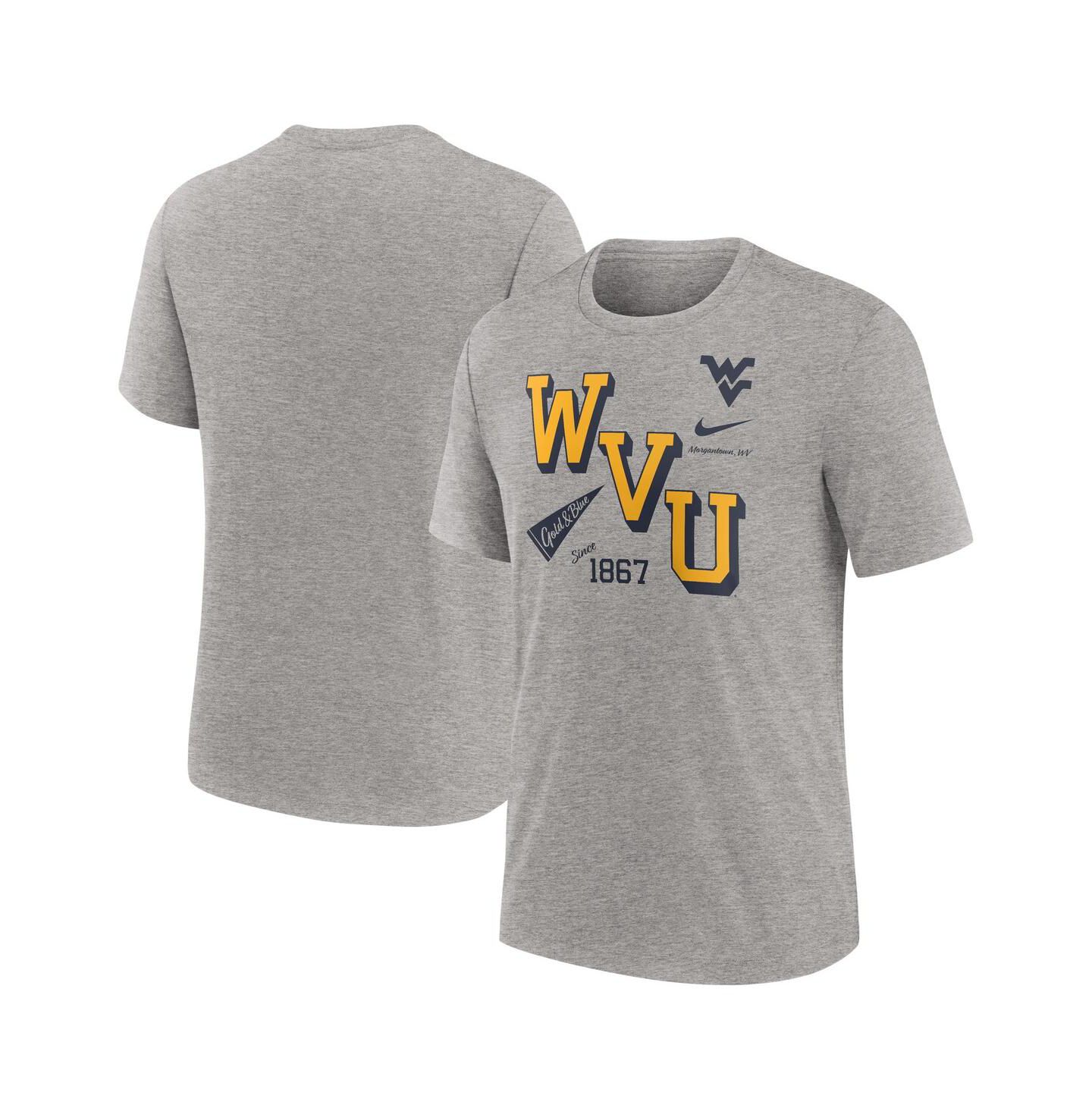 Мужская футболка Nike Heather Gray West Virginia Mountaineers Blitz Roll Call Tri-Blend — фото 1