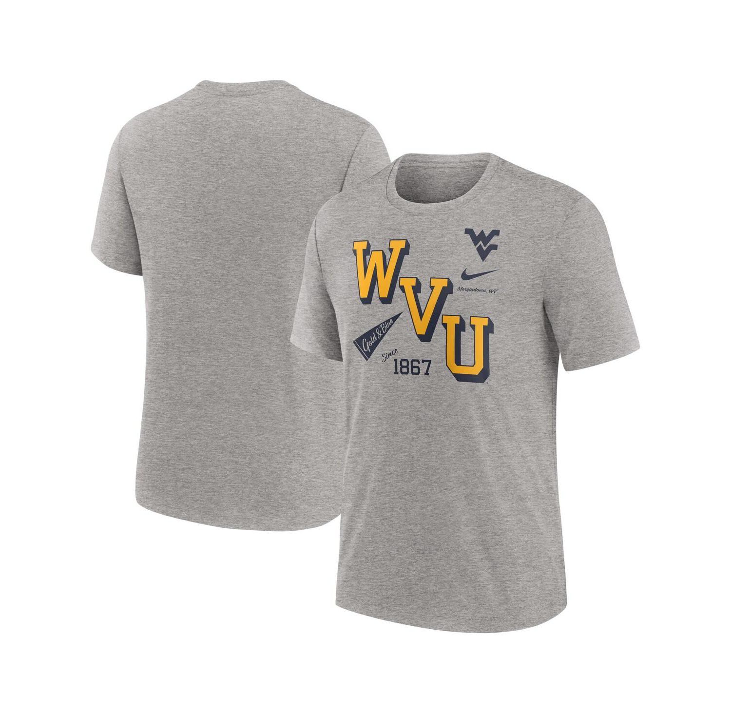 Men's Heather Gray West Virginia Mountaineers Blitz Roll Call Tri-Blend T-Shirt