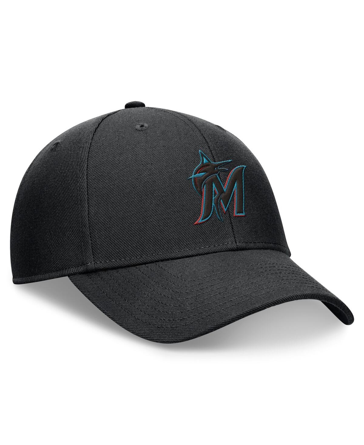 Nike Men's Black Miami Marlins Club Performance Adjustable Hat In Black