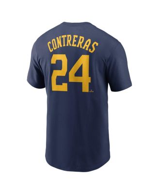 Men's William Contreras Navy Milwaukee Brewers Fuse Name Number T-Shirt