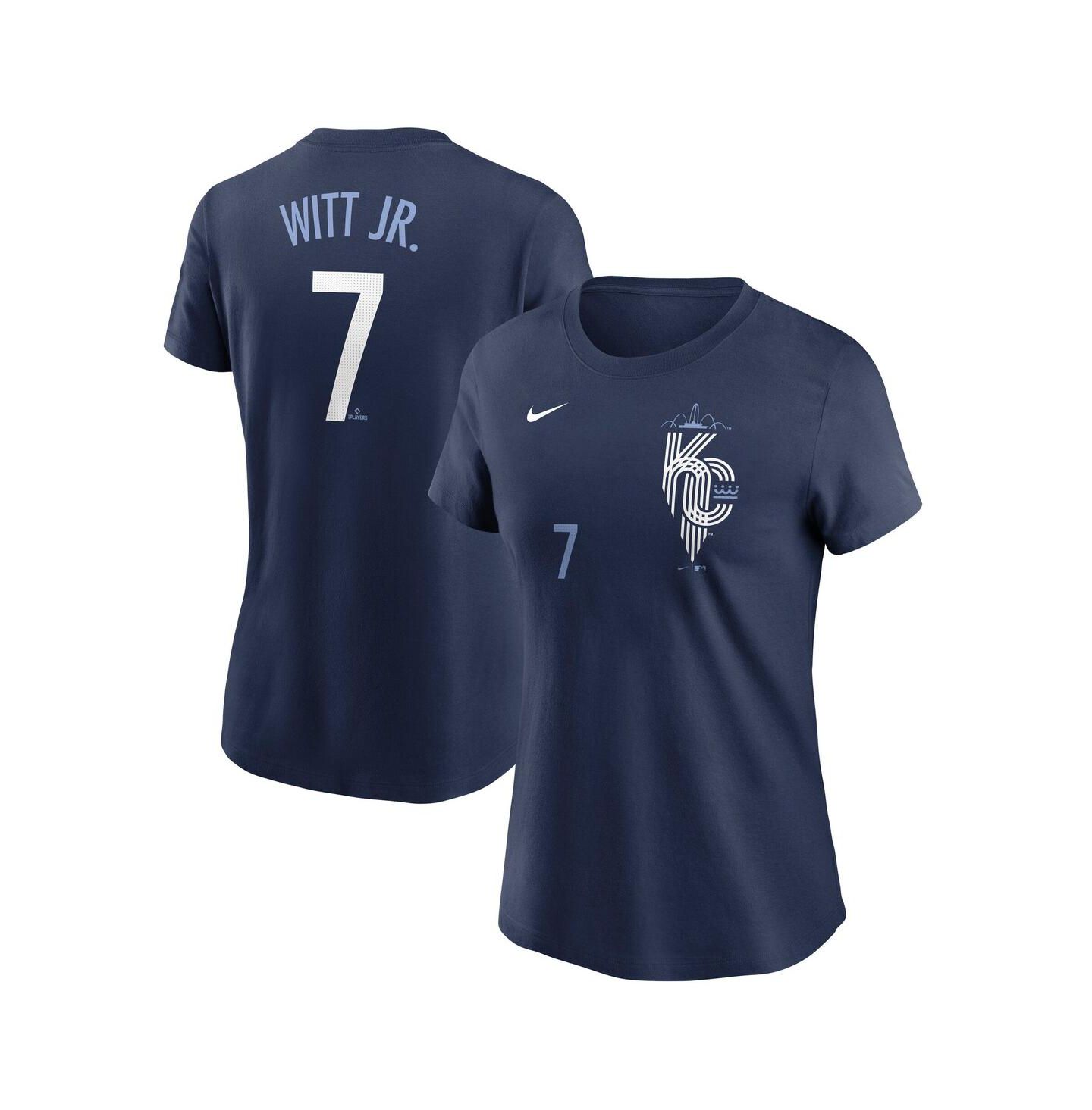 Женская футболка Nike Bobby Witt Jr. Navy Kansas City Royals City Connect Fuse Name & Number — фото 1