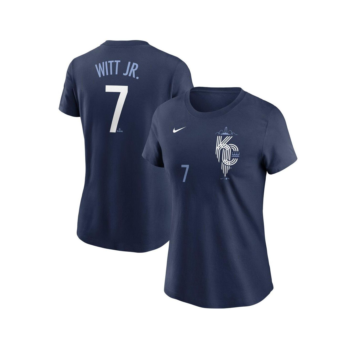 Women's Bobby Witt Jr. Navy Kansas City Royals City Connect Fuse Name & Number T-Shirt
