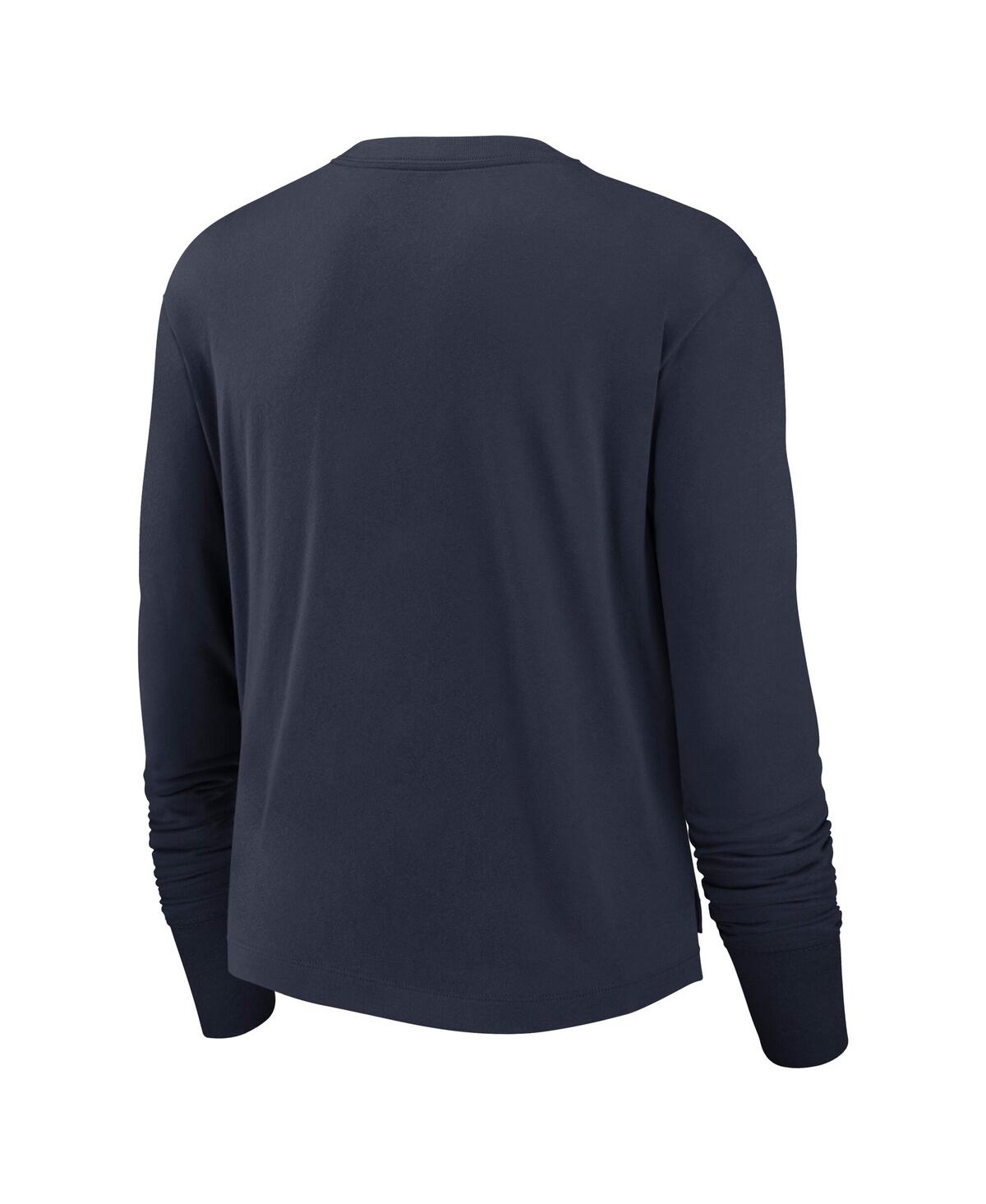 Nike Women's Navy Chicago Bears Layered Logo Cropped Long Sleeve Fashion T-shirt In Navy