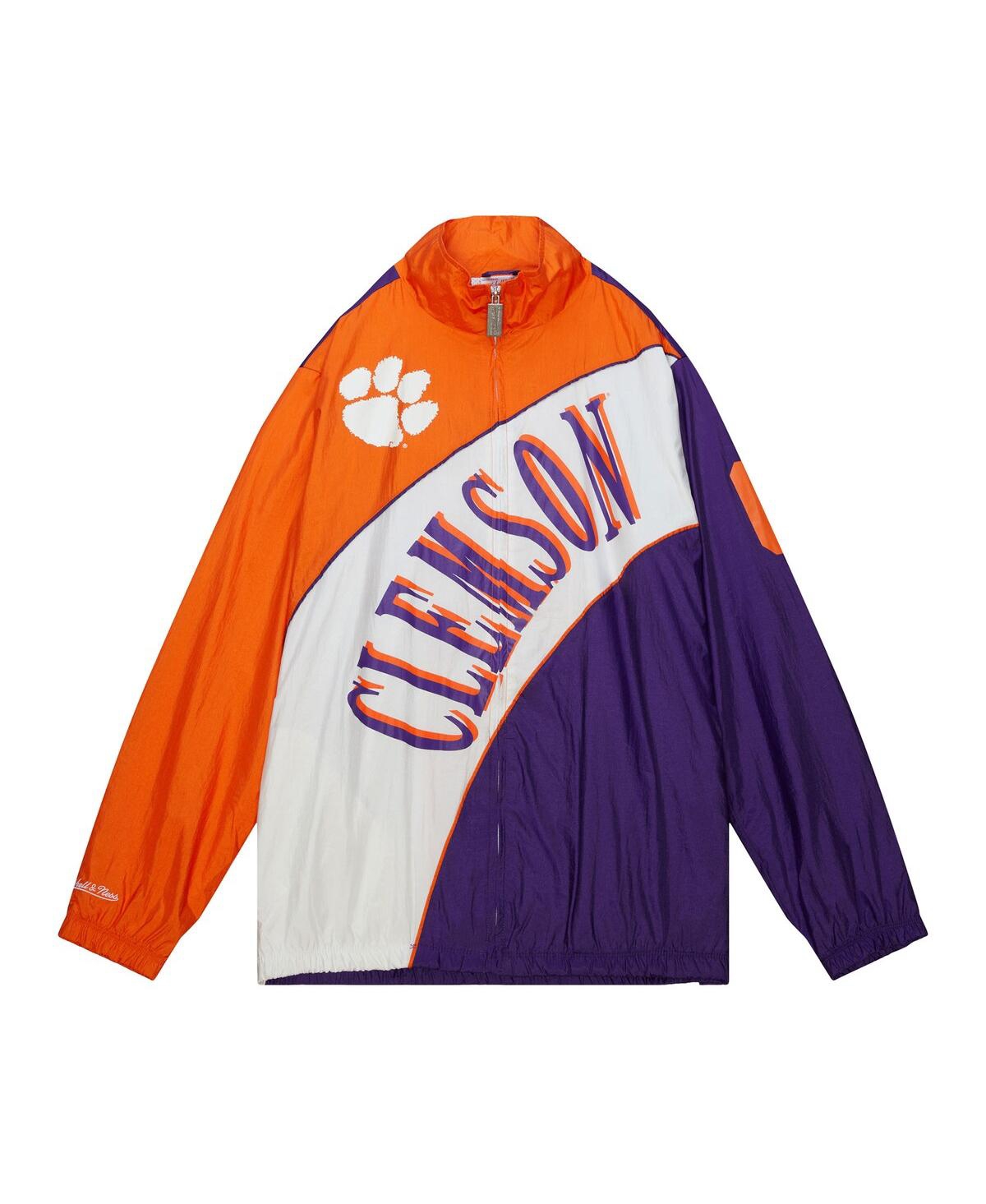 Mitchell & Ness Men's Purple/orange Clemson Tigers Arched Retro Lined Full-zip Windbreaker Jacket In Purple,orange