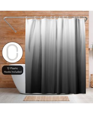 Polyester Fabric Water Resistant Shower Curtain, 71x74