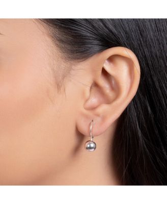 Classic Simple Basic Lever Back Round Bead Ball Drop Earrings .925 Sterling Silver