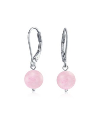 Sterling Silver Drop Earrings with 8MM Natural  Balls and Lever Back