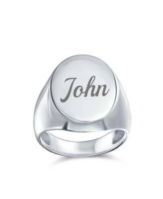 Basic Simple .925 Sterling Oval Signet Ring Shiny Finish
