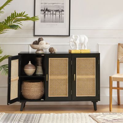 Mid-century Modern Pidcock Contemporary Door Accent Cabinet with Rattan