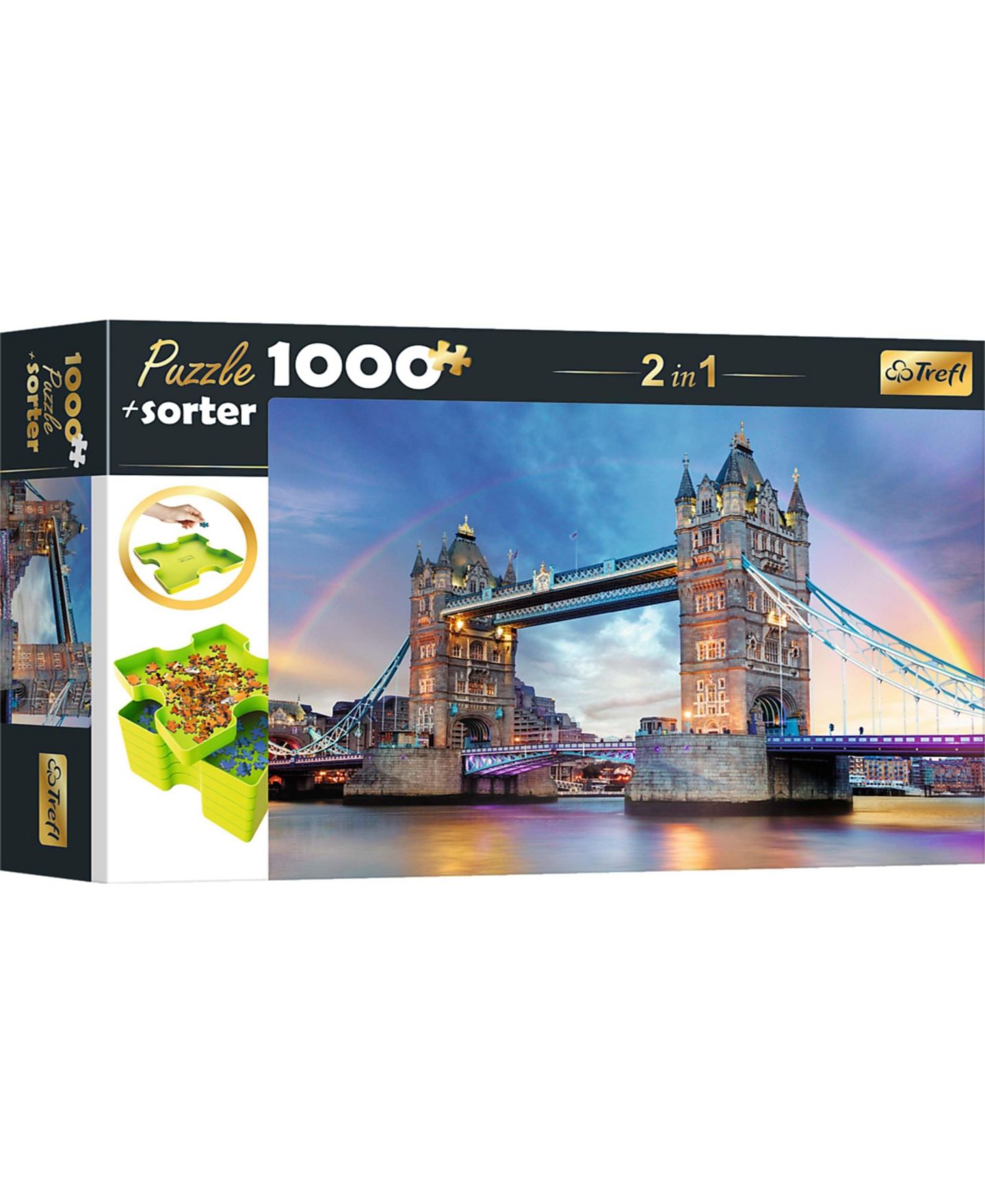 Детская игрушка Trefl Megabox Rainbow Over Tower Bridge 1000-Piece Puzzle and Sorter, Ages 12+, цвет: Разноцветный — фото 1