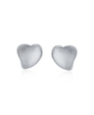 Minimalist Heart Shaped Stud Earrings Concaved Curved .925 Sterling Silver