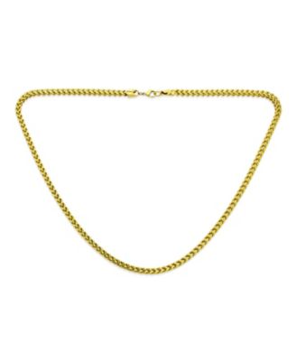 Stylish Durable 14k Gold Plated Silver Tone Black Stainless Steel Heavy Duty Biker Jewelry Necklace Solid 5mm Curb Wheat Link Foxtail Ch