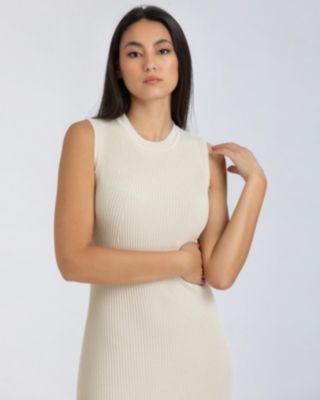 Women's Sleeveless Fitted Ribbed Pattern Iris Dress