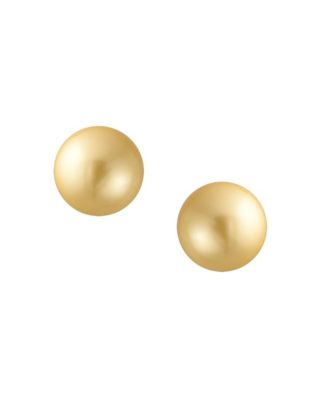 Classic Simple Elegant Light Golden Simulated Pearl Ball Stud Earrings .925 Sterling