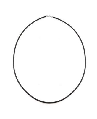 Plain Thin Black Rubber Cord Necklace with .925 Sterling Silver Lobster Claw Clasp