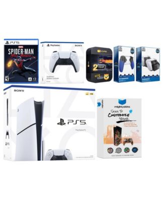 Playstation 5 Slim Disc with Spider-Man: Miles Morales, Extra Controller, Trigger Stop Kit, Charge Dock and MightySkins Decal Voucher + 2 Year CP