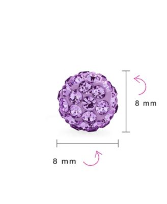 Elegant .925 Sterling Silver Round 8MM Glittering Pave Crystal Disco Ball Stud Earrings