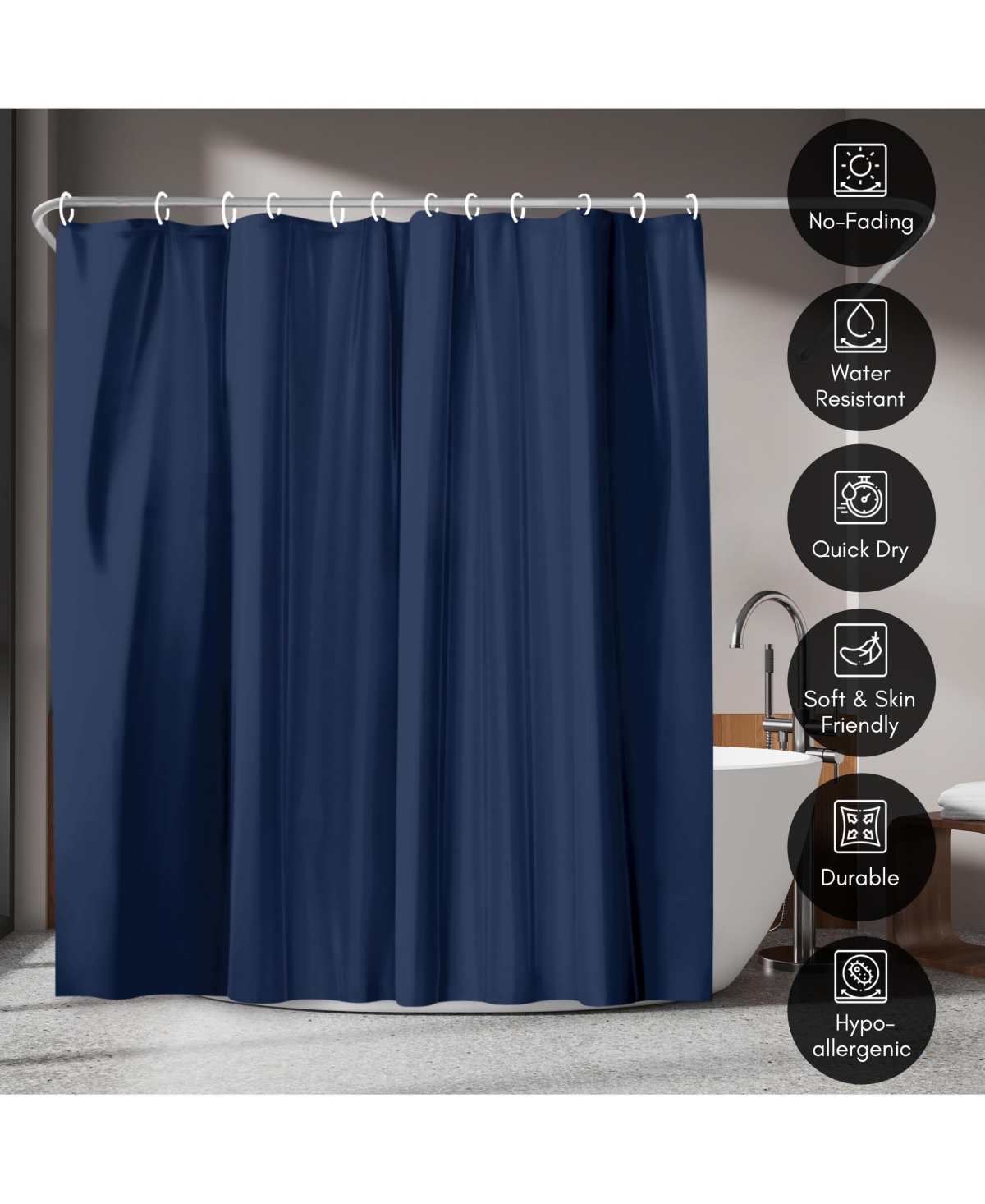 Americanflat 71x74 Solid Shower Curtain - Water Resistant