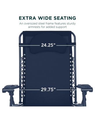Oversized Zero Gravity Chair, Folding Outdoor Patio Recliner w/ Cup Holder
