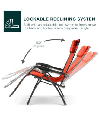 Oversized Zero Gravity Chair, Folding Outdoor Patio Recliner w/ Cup Holder