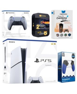 Playstation 5 Slim Disc with Controller, Trigger Stop Kit and MightySkins Decal Voucher + 2 Year CPS Extended Warranty