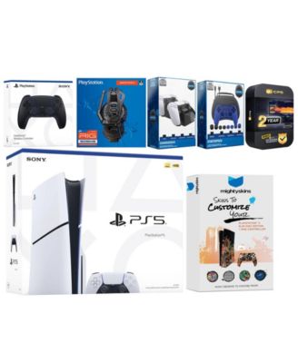 Playstation 5 Slim Disc with Extra Volcanic Red Controller, Plantronics Headset, Gamer Kit, Charge Dock and MightySkins Decal Voucher + 2 Year CP