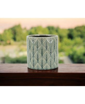 Ceramic Round Planter with Geometric Pattern – Versatile Pot for Garden & Home