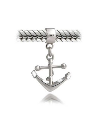 Nautical Boat Anchor Vacation Travel Dangle Charm Bead .925 Sterling